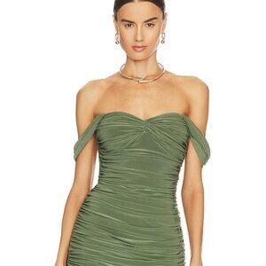 Norma Kamali Walter Off Shoulder Celadon Cocktail Dress Size L/40